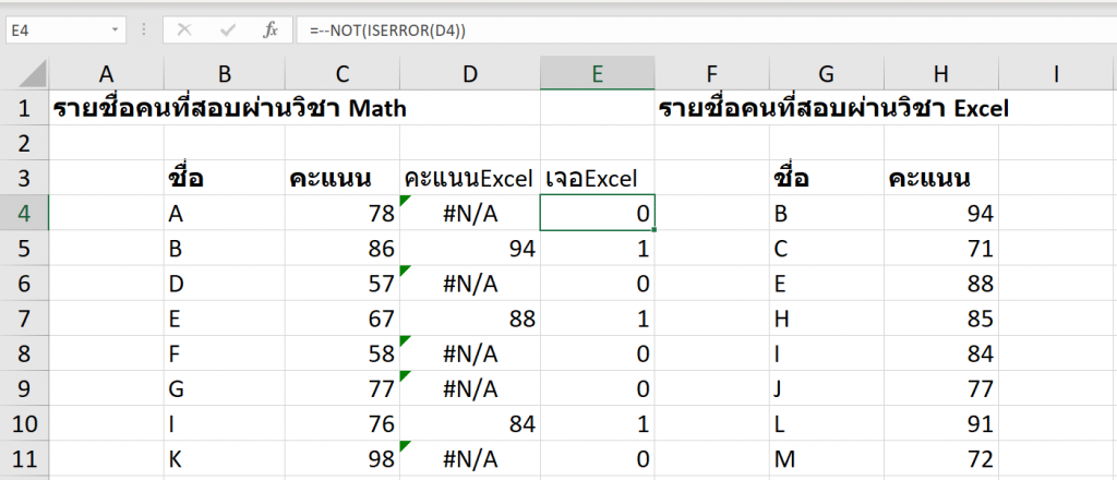 วิธีเปรียบเทียบข้อมูล 2 ตาราง ว่ามีรายการไหนตรงกัน ไม่ตรงกัน? 3