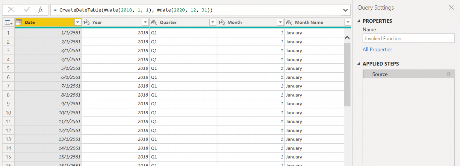 สูตรสำเร็จรูปสำหรับสร้าง Date Table ด้วย DAX และ Power Query M Code ...
