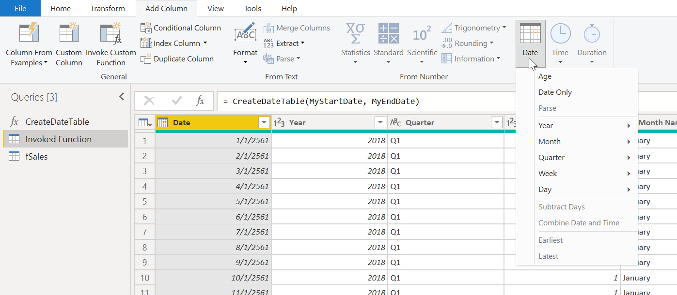 สูตรสำเร็จรูปสำหรับสร้าง Date Table ด้วย DAX และ Power Query M Code ...