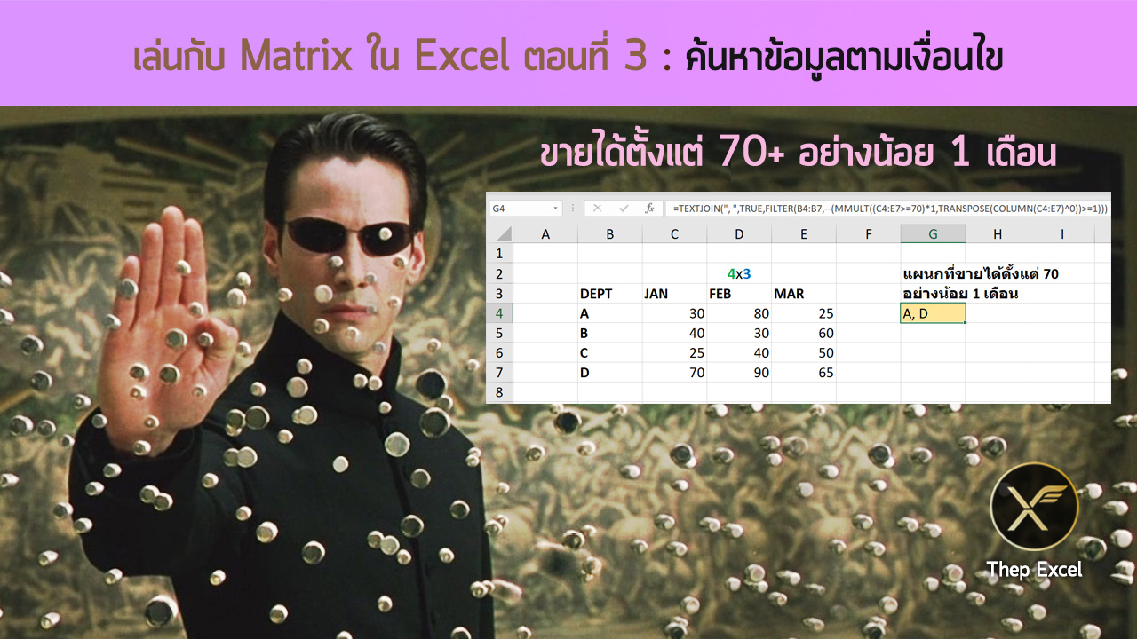 เล่นกับ Matrix ใน Excel ตอนที่ 3 : ค้นหาข้อมูลตามเงื่อนไข