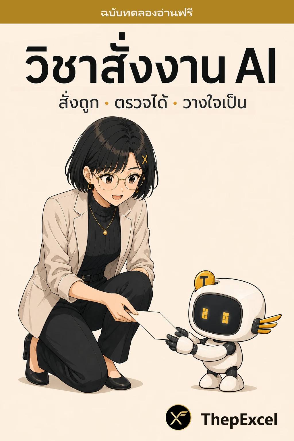 ปกหนังสือ วิชาสั่งงาน AI ฉบับทดลองอ่านฟรี สั่งถูก ตรวจได้ วางใจเป็น